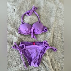 RARE Victoria's Secret Lavender bikini 32B top and XS bottom Swimwear